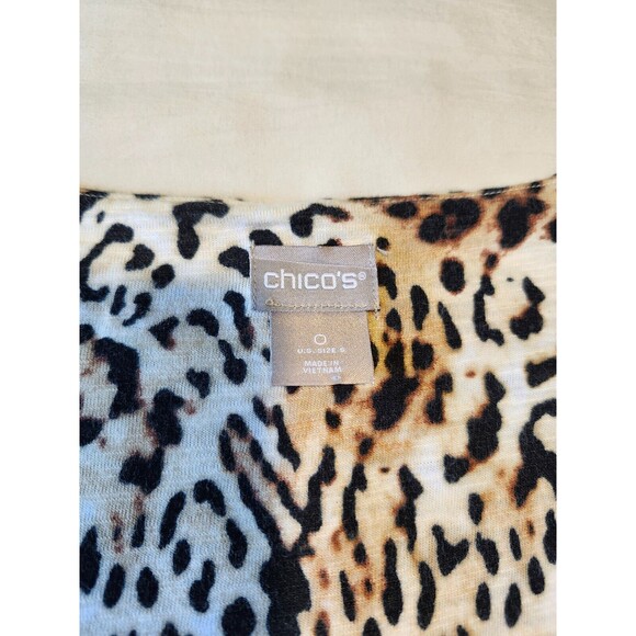 Chico’s Size Medium Leopard 3/4 Sleeve Stretch Top Modal Cotton Blend - Picture 4 of 10